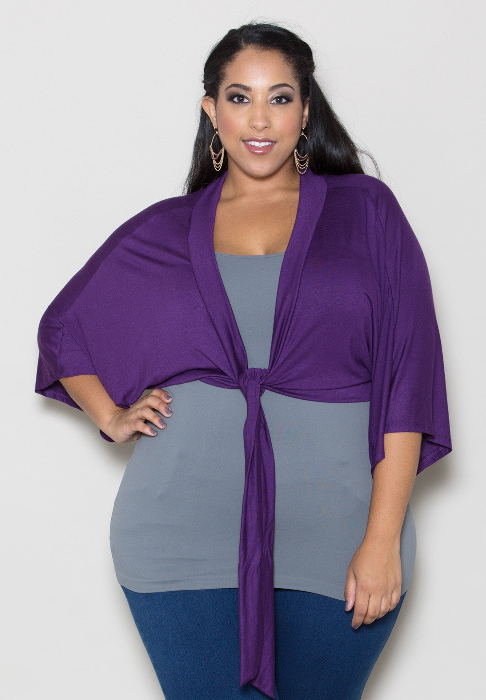 Plus Size Sally Tie Cardigan - SWAKdesigns.com - 1X / purple / Final Sale - 4